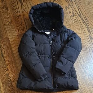 DKNY Black Quilted Hooded Puffer Coat